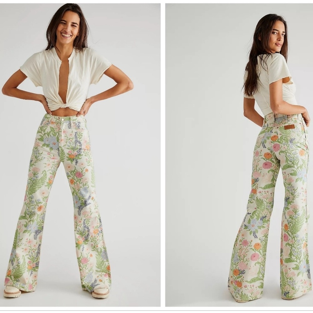 Wrangler Floral Wide Leg Jeans - Pastel Multicolor